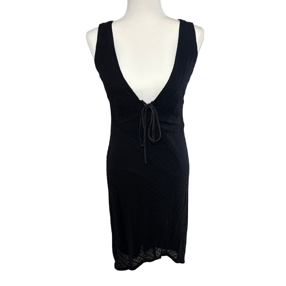VTG 90s Tessuto Black Eyelet Handkerchief Dress‎ M Romantic Fairy Whimsigoth USA